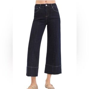 107. Risen High Rise Crop Wide Seam Jeans